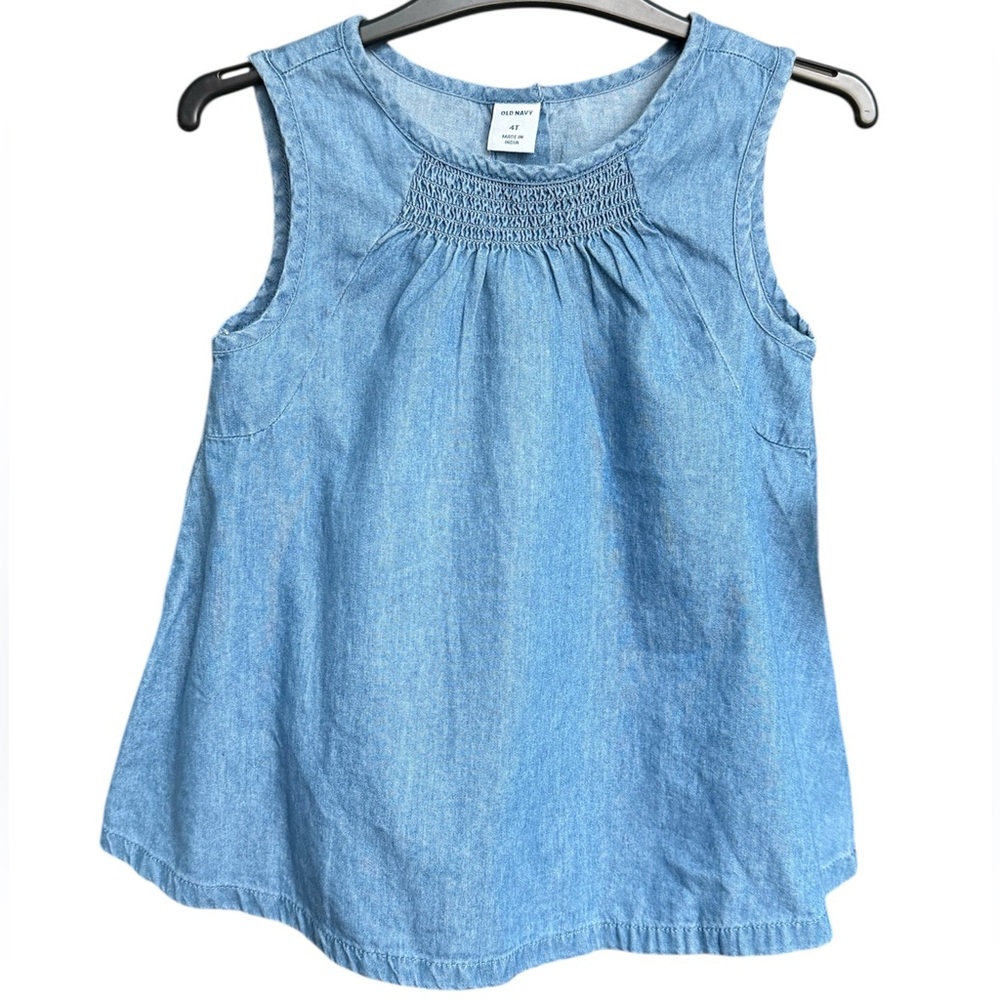 Old Navy Kids Blue Denim Sleeveless Cotton Girls Top 4T